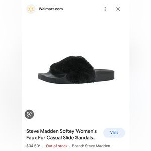 Black Steve Madden Softey Faux Fur Casual Slide Sandal